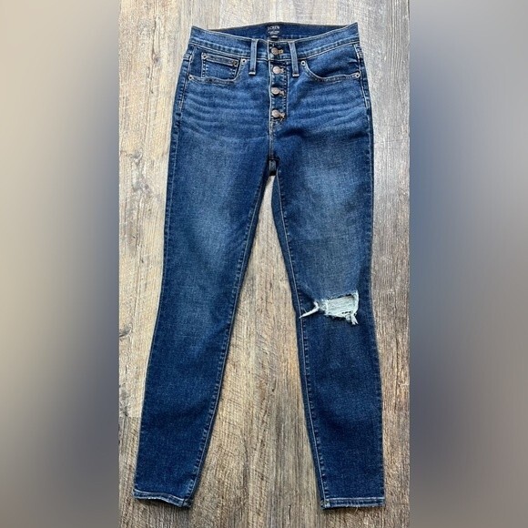J. Crew Women's Jeans Blue 9" Mid Rise Skinny Button Fly Size 27 - Picture 3 of 14
